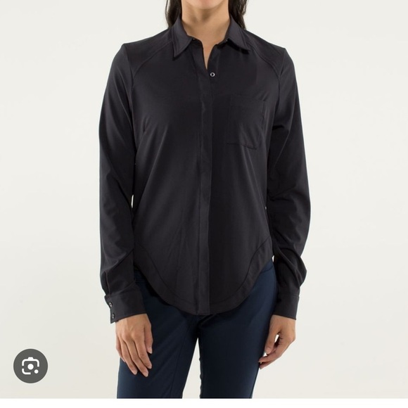 Lululemon Black Urbanite Long Sleeve Button Down Cycling Shirt Small - Picture 1 of 16